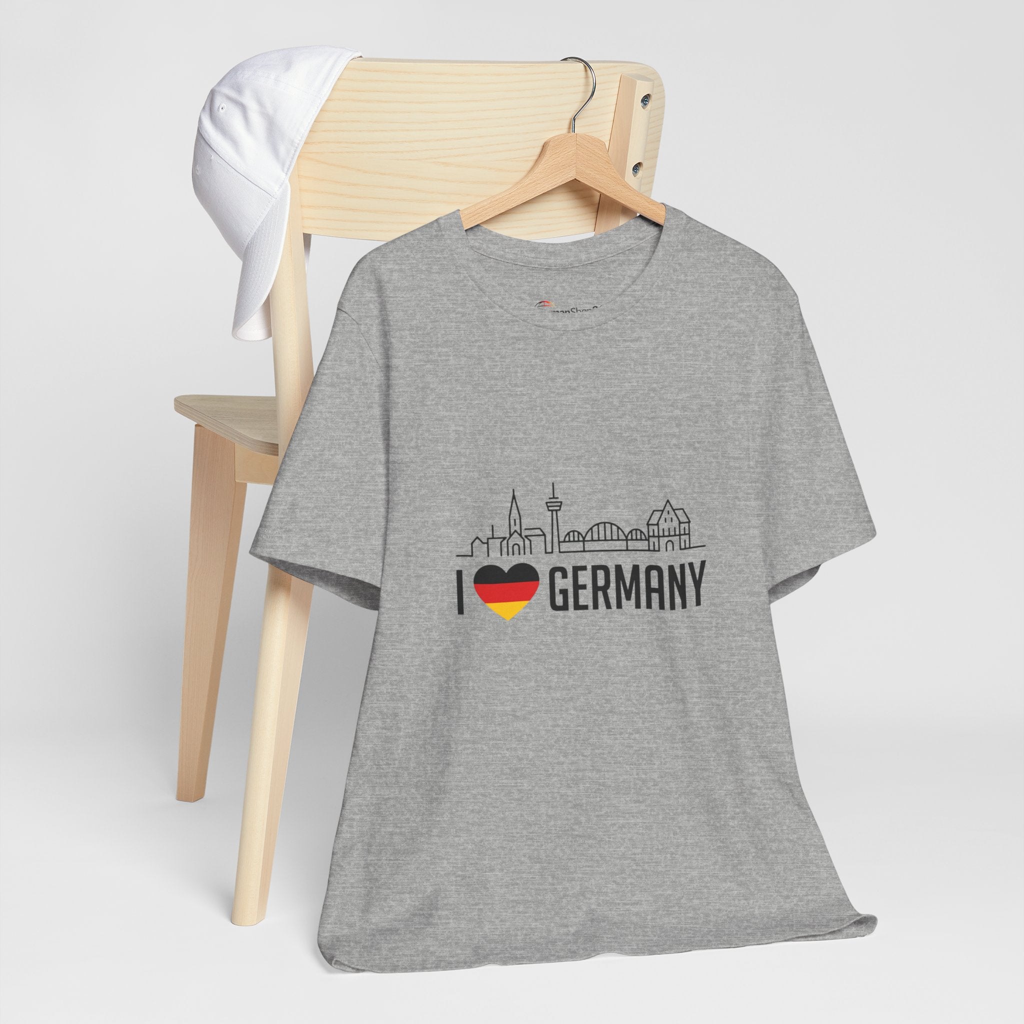 I Heart Germany Skyline T-Shirt — Love Germany Tee with Flag Heart