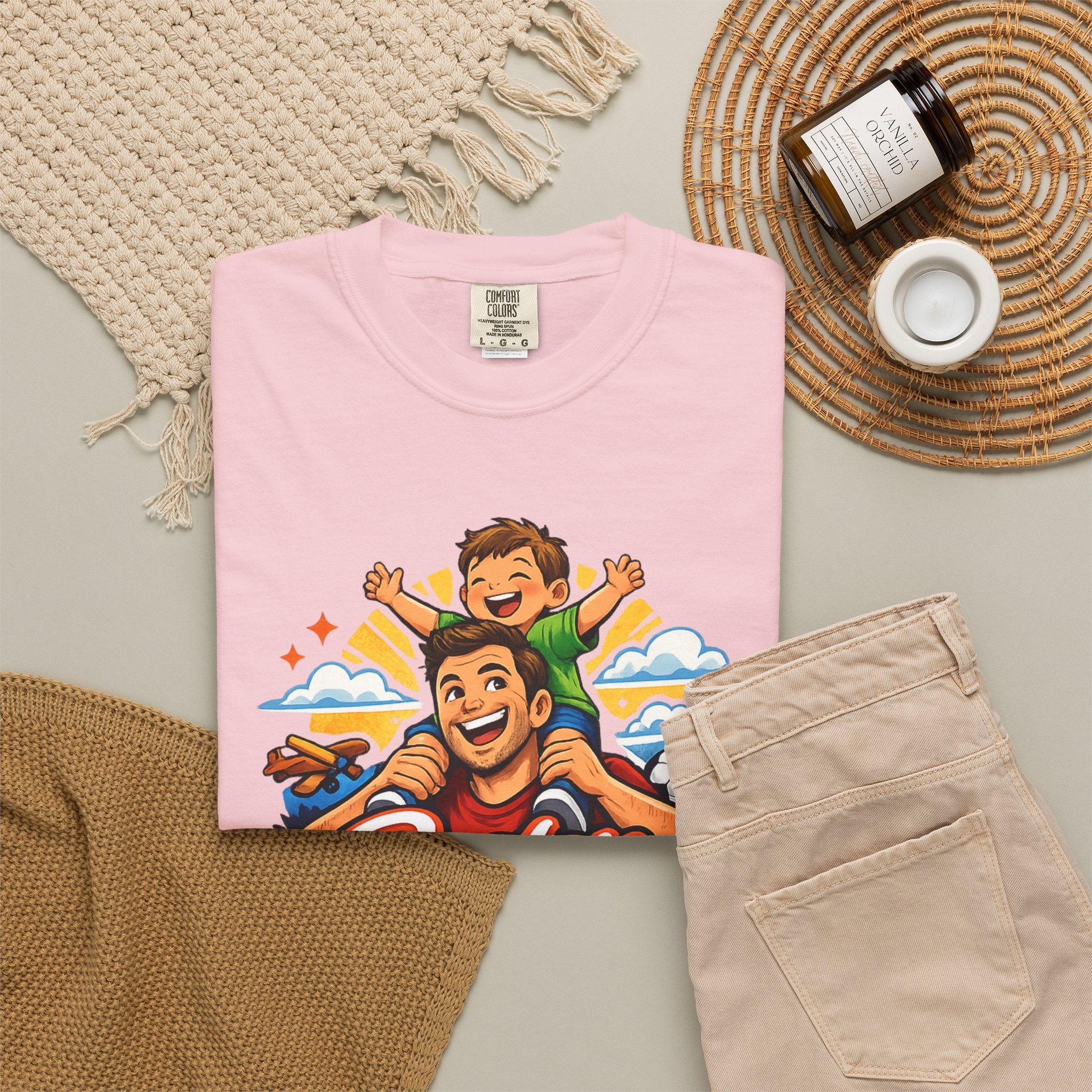 Bester Papa T-Shirt – Dad & Son Shoulder Ride Father’s Day Tee