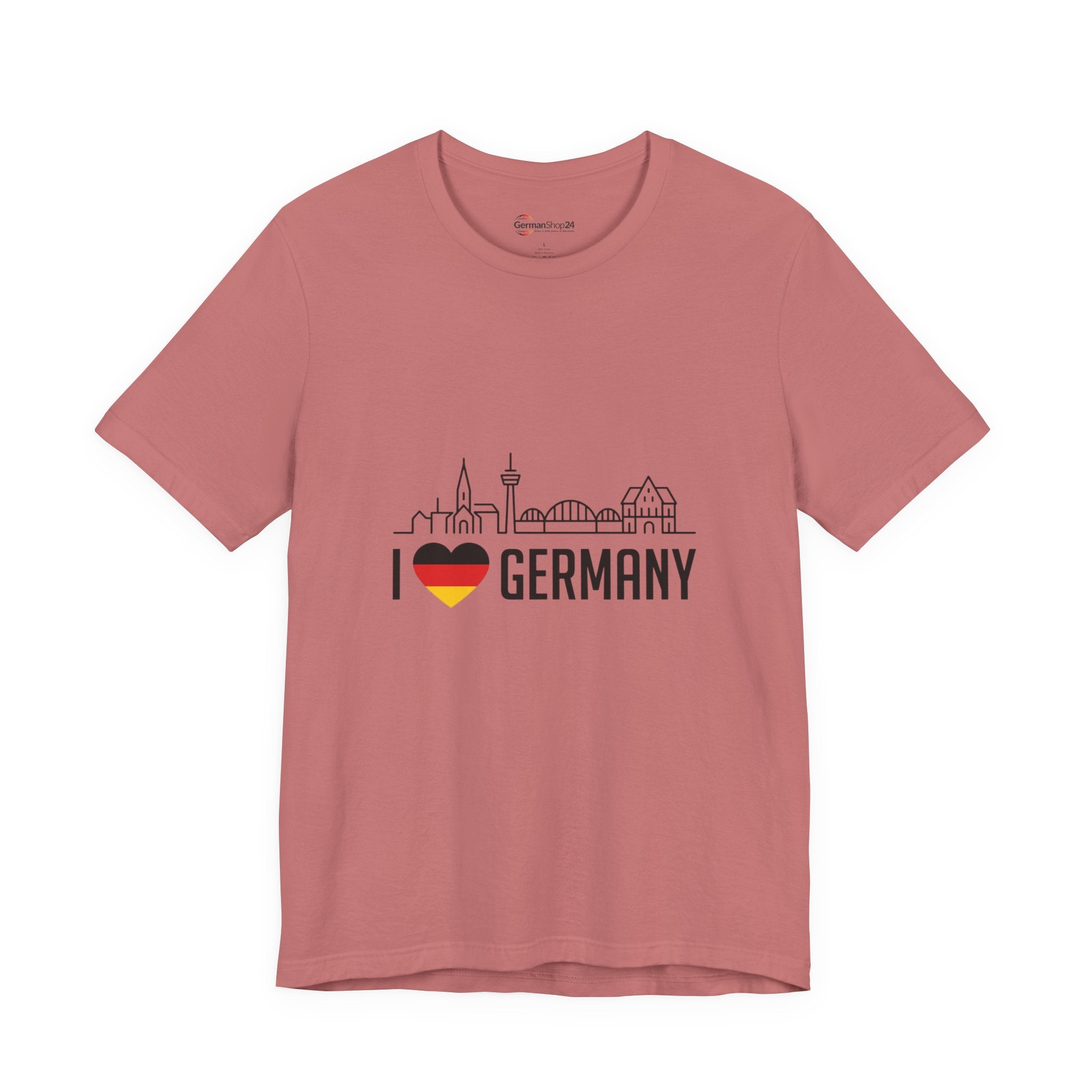 I Heart Germany Skyline T-Shirt — Love Germany Tee with Flag Heart