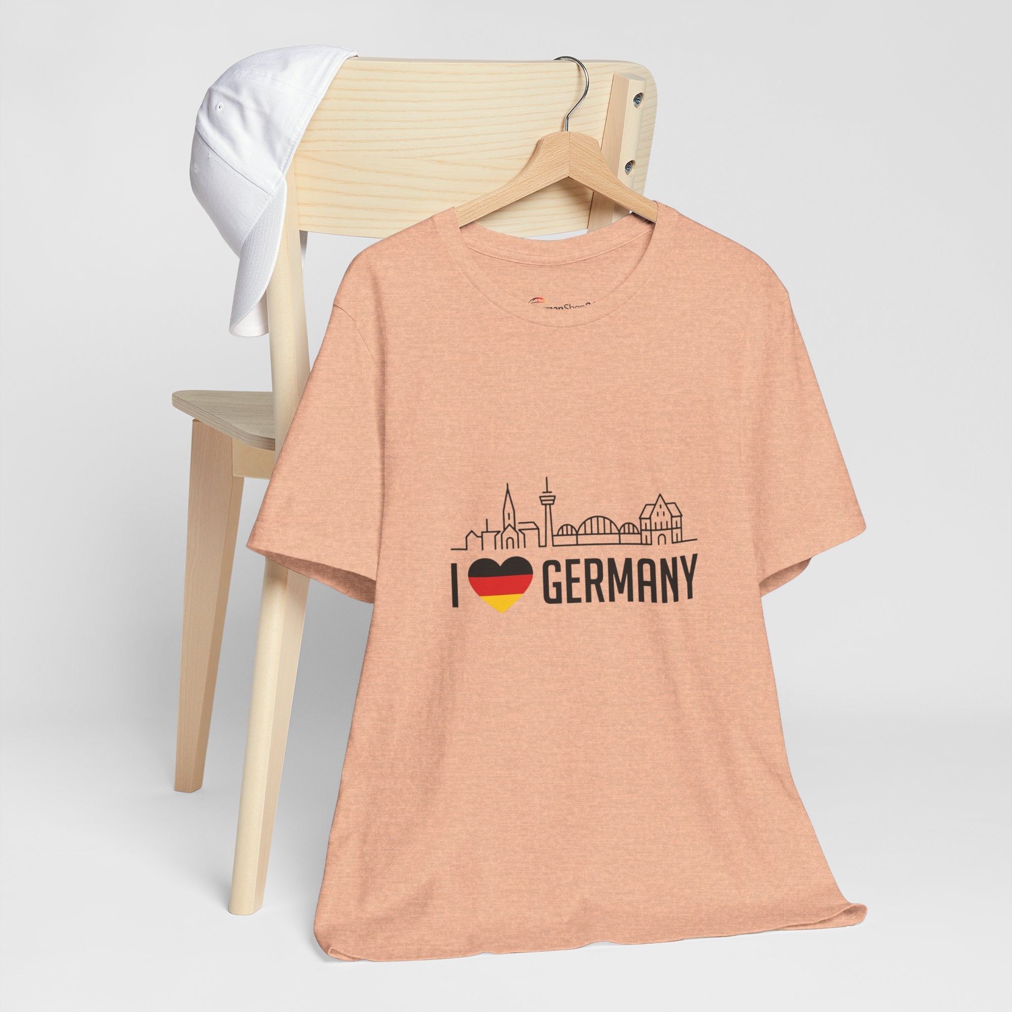 I Heart Germany Skyline T-Shirt — Love Germany Tee with Flag Heart
