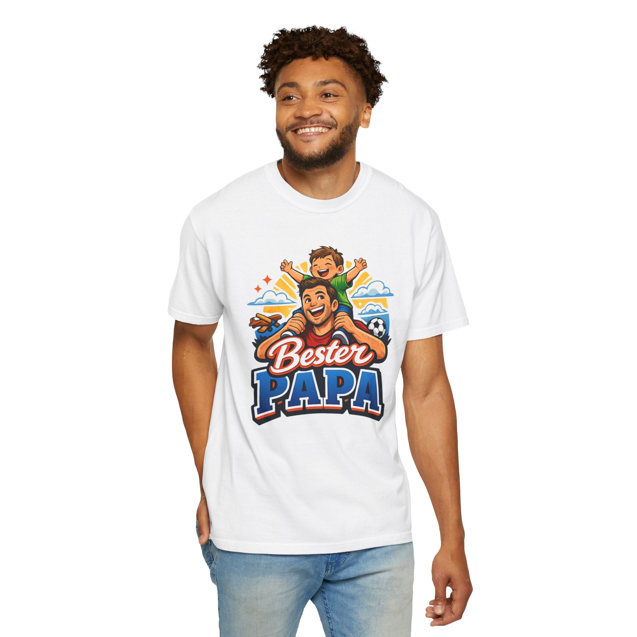 Bester Papa T-Shirt – Dad & Son Shoulder Ride Father’s Day Tee