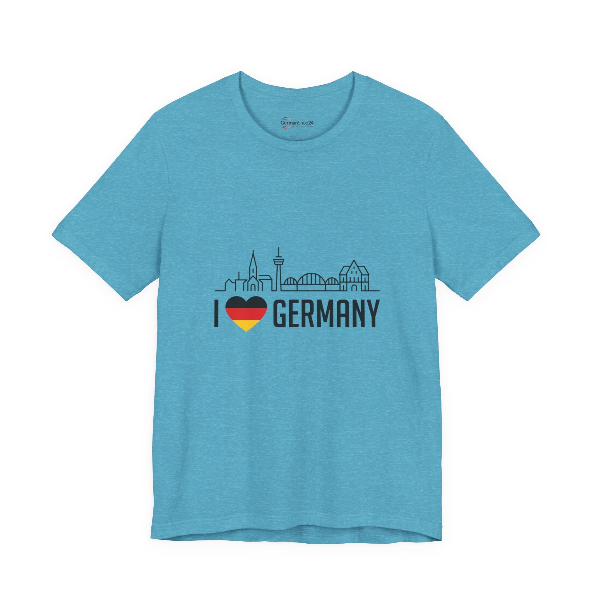 I Heart Germany Skyline T-Shirt — Love Germany Tee with Flag Heart