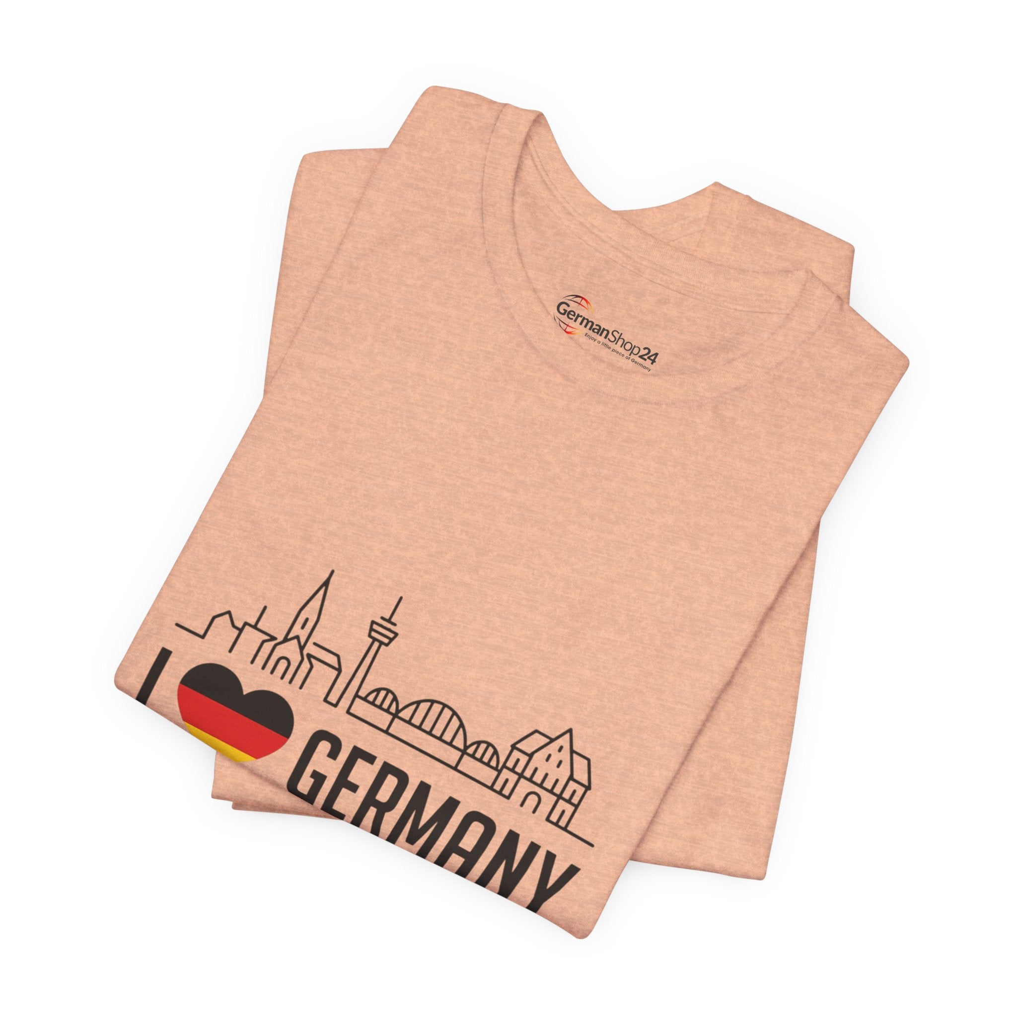 I Heart Germany Skyline T-Shirt — Love Germany Tee with Flag Heart