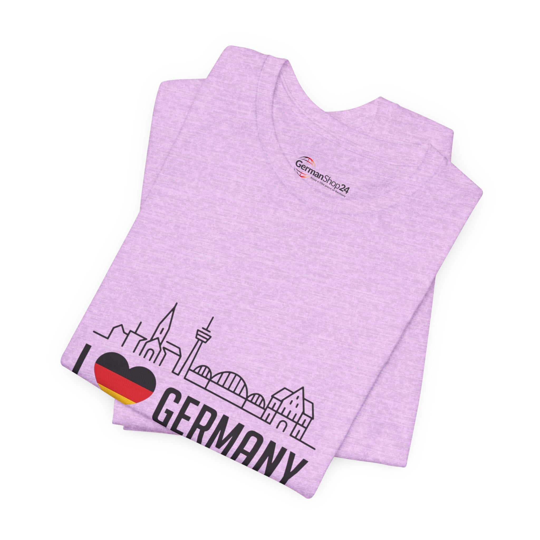 I Heart Germany Skyline T-Shirt — Love Germany Tee with Flag Heart