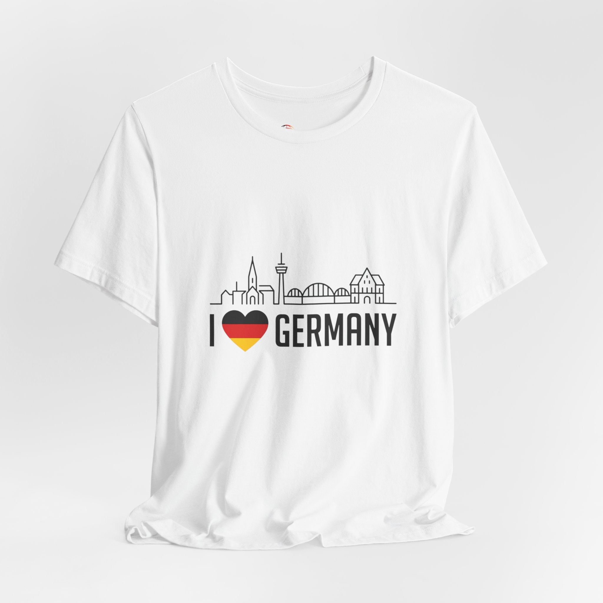 I Heart Germany Skyline T-Shirt — Love Germany Tee with Flag Heart