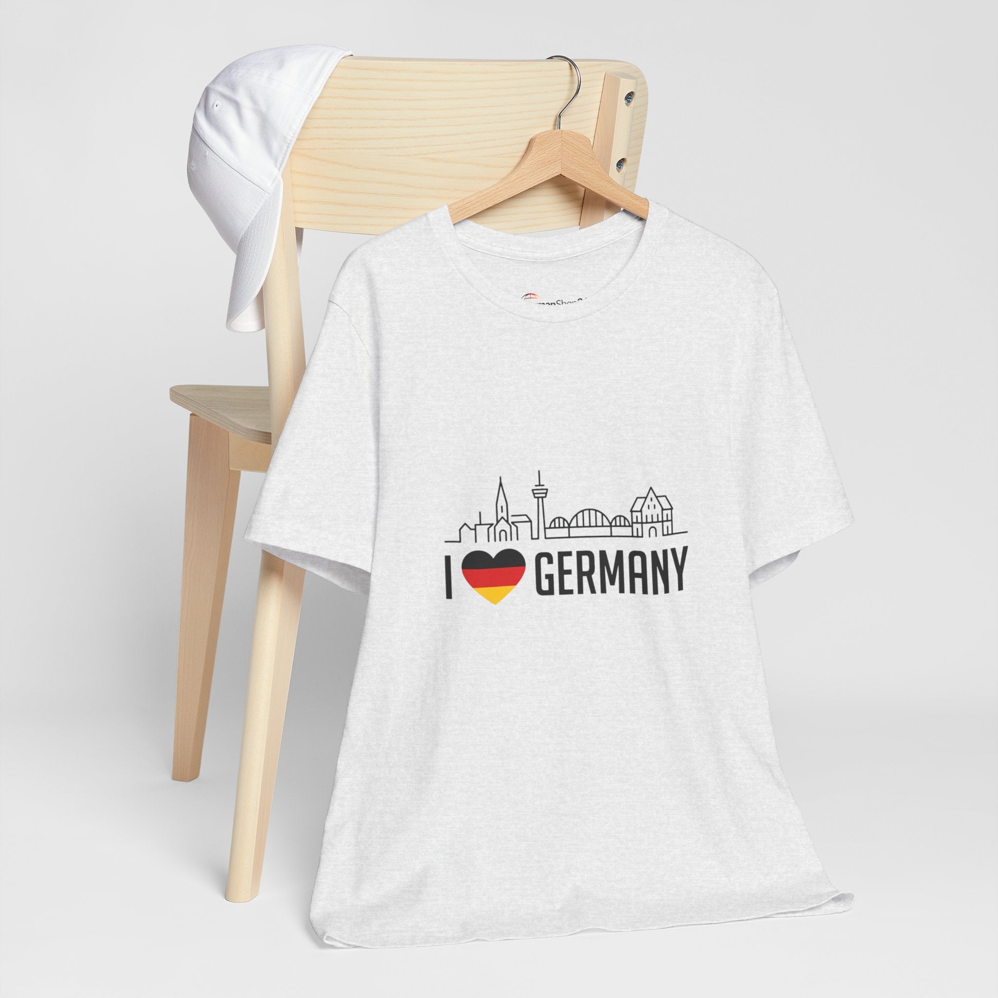 I Heart Germany Skyline T-Shirt — Love Germany Tee with Flag Heart