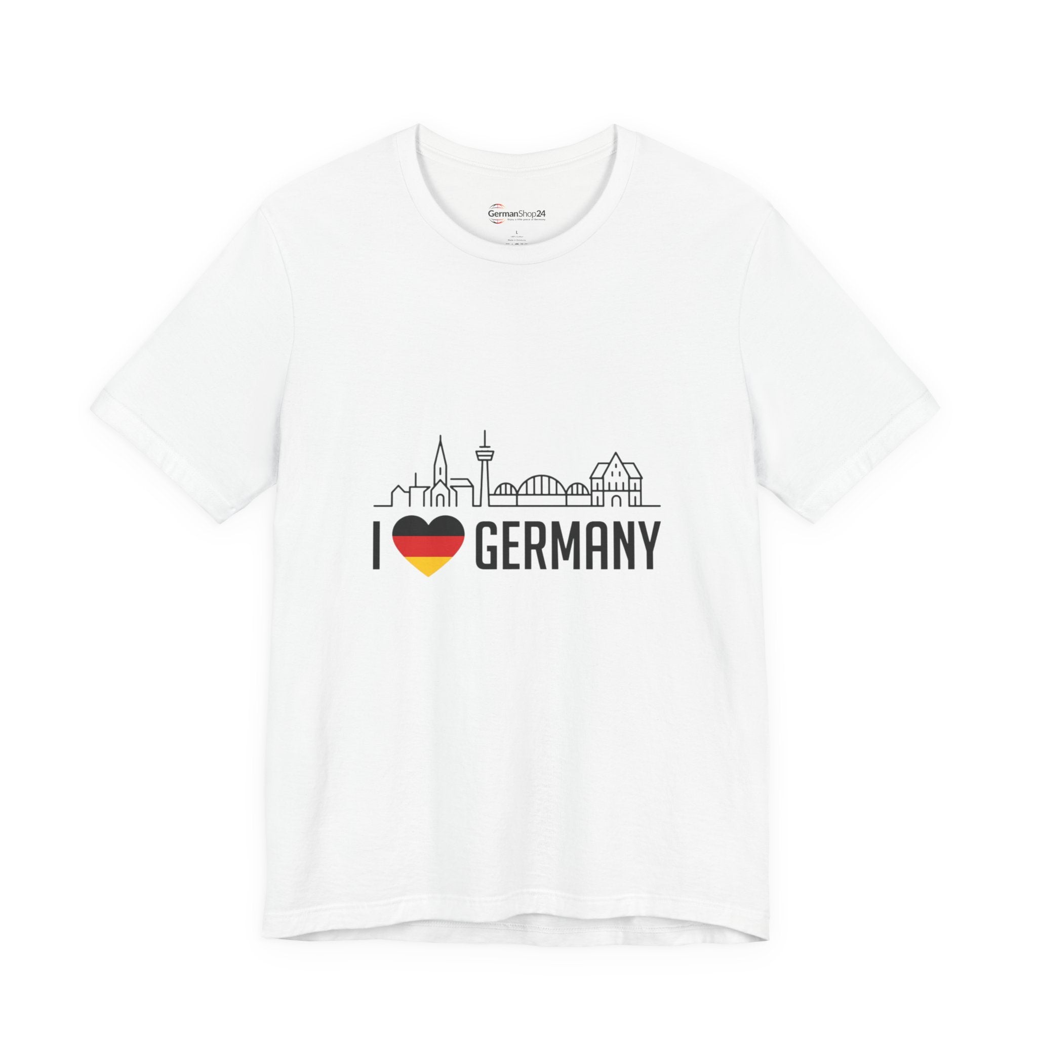 I Heart Germany Skyline T-Shirt — Love Germany Tee with Flag Heart