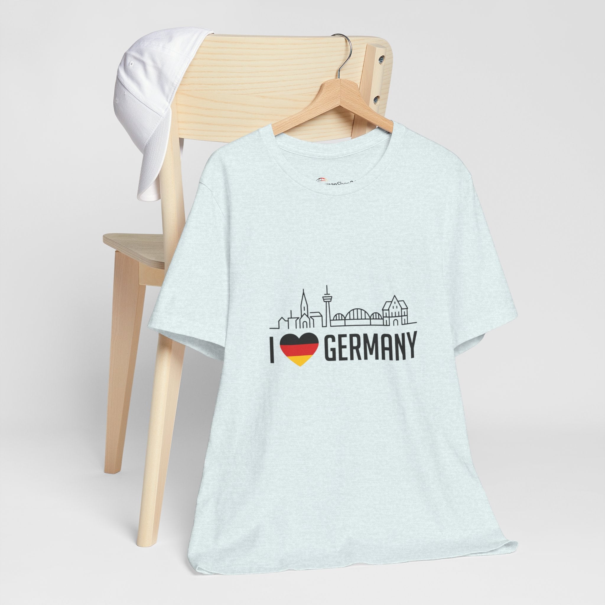 I Heart Germany Skyline T-Shirt — Love Germany Tee with Flag Heart