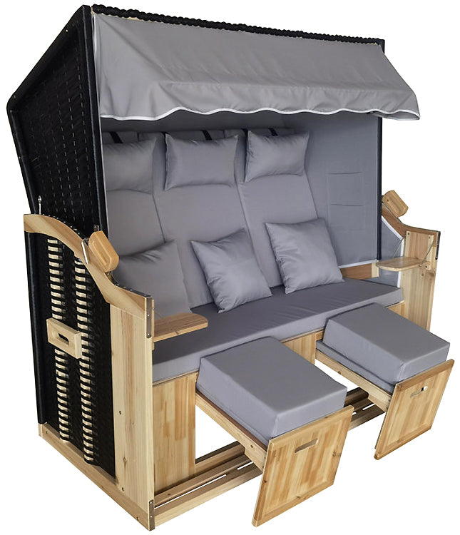 Economy Strandkorb™ Baltic Sea Model, Solid Gray, 3-Seater
