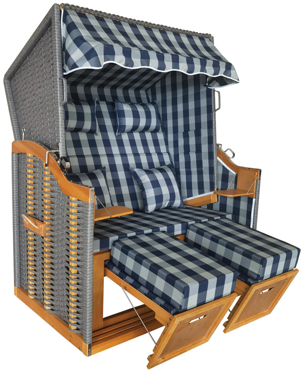 Economy Strandkorb™ Baltic Sea Model, Blue-Gray Plaid
